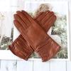 Sheepskin Leather Gloves Women's Fashion Elastic Style Velvet Lining To Keep Warm In Autumn and Winter Retro Color Points