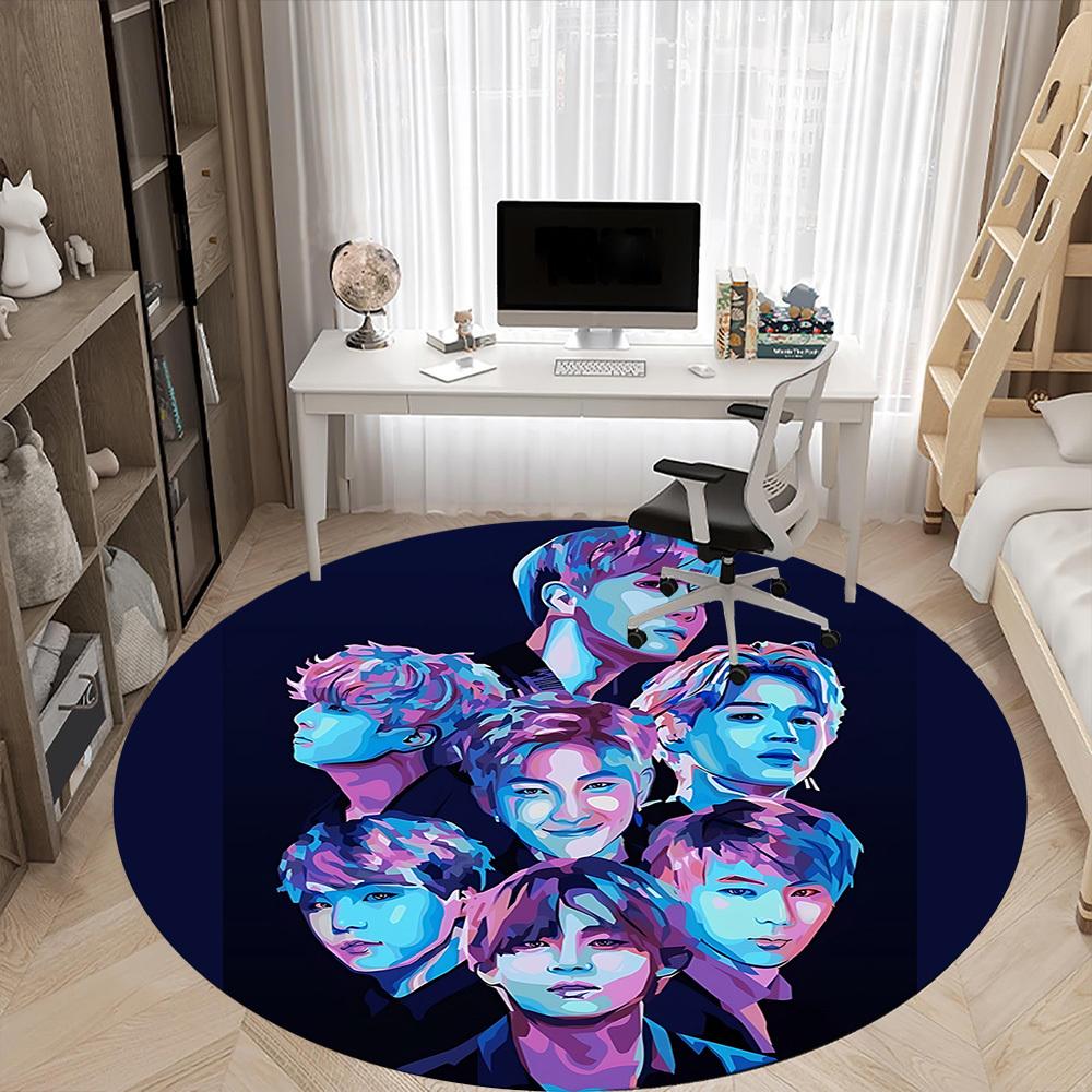1PC K-pop Office Round Rug, Non-slip, Soft and Durable Office Rug for Interior Decoration, Perfect for Office yy250915026