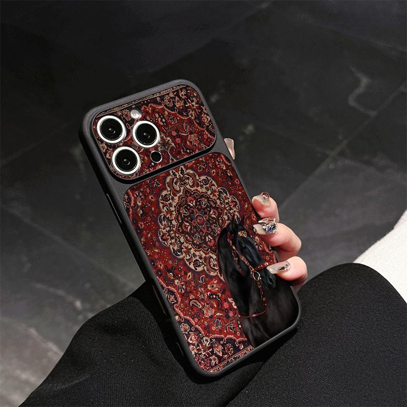 Чехол для телефона из овчины с персидским ковровым узором, подходит для iPhone 17 16 15 14 13 12 11 Pro/Max/Plus, противоударный