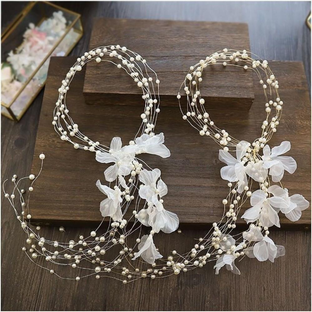 Luxury Pearl Flower Headdress Elegant Beaded Hair Accessories Bridal Headdress Western Wedding