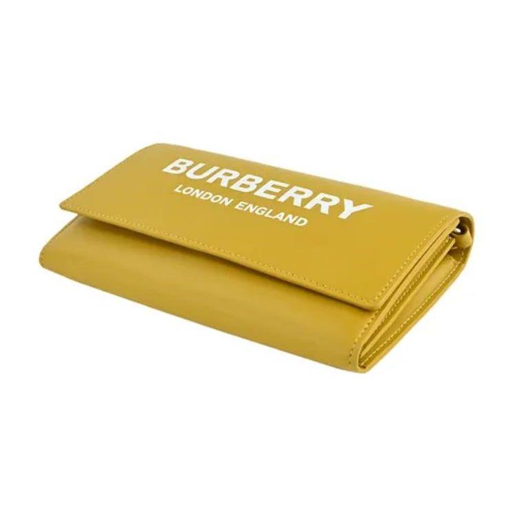 Burberry Logo Print Leather Crossbody Wallet Bag Mustard Yellow Gold Hardware Fashion Daily Use 80463081