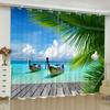 3D Sea Beach Series Printing Scenic Curtains for Bedroom Living Room Curtain Wholesale Window Curtains Scenery Drapes Outdoor