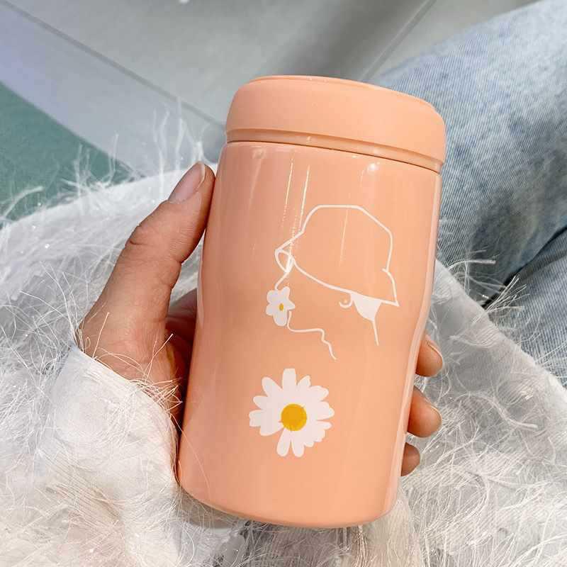 Stainless Steel Insulated Water Bottle Women Men Students Trendy Minimalist Cute Forest Style Thermos Cup With Temperature