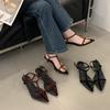 Fashion Bailamos2025 Summer New Women Sandals Thin Low Heel Ankle Strap Dress Party Shoes Fashion Narrow Band Ladies Gladiator Shoes
