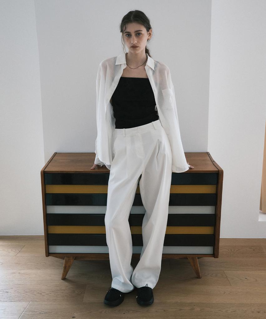 MONGDOL Essential Широкие брюки с одной складкой Белые Mdpt049White