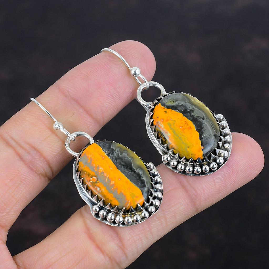 Серьги из яшмы шмеля, настоящие драгоценные камни, свадебные украшения, серьги из стерлингового серебра 925 пробы, серьги ручной работы, достойный подарок для нее