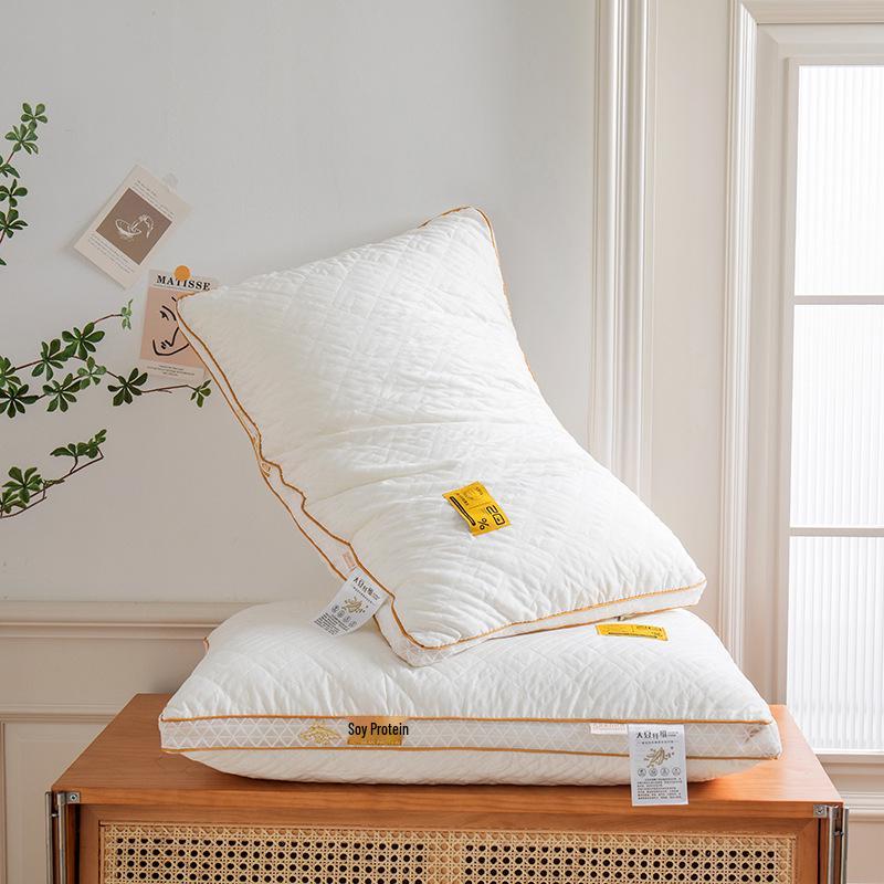 Подушки для поддержки шеи из соевых волокон класса А с наволочками, Несминаемые, 48x74 см, Комплект из 2 шт.