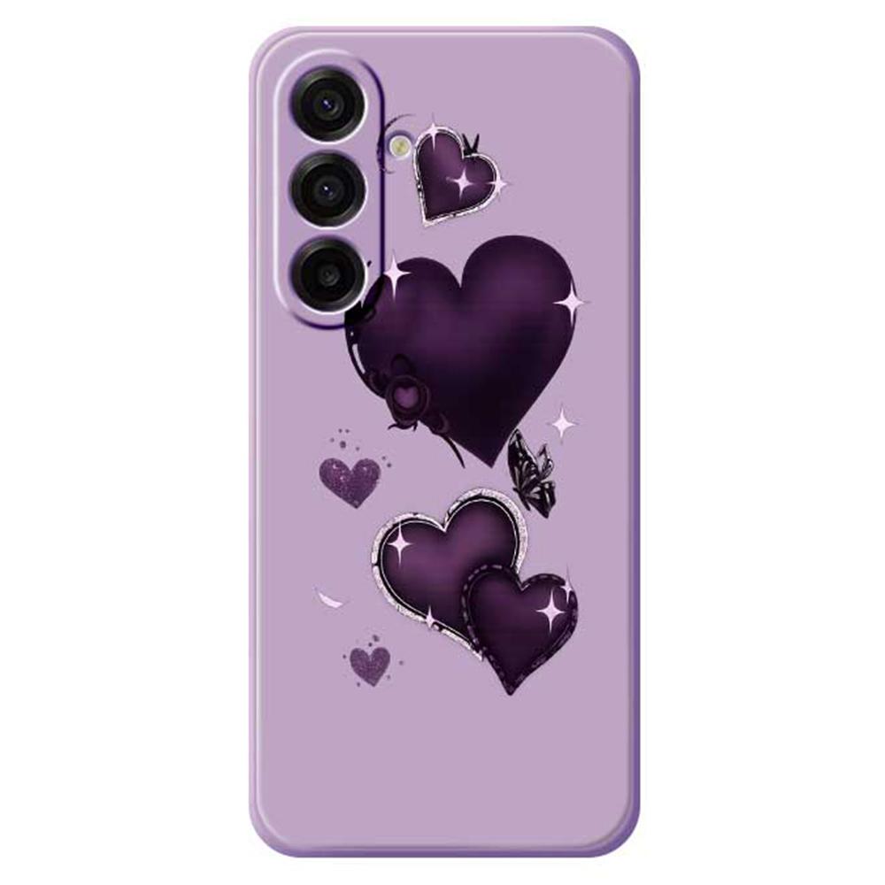 For Samsung Galaxy A17 5G Case Purple Love Pattern Printing Straight Edge TPU Phone Back Cover