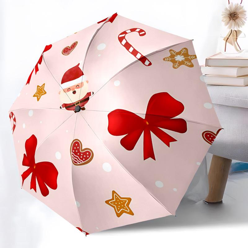 1pc Christmas, festive Automatic Folding Umbrella - 8-Rib Automatic Open/Close, Large Canopy Birthday Festival Gift yy251217164