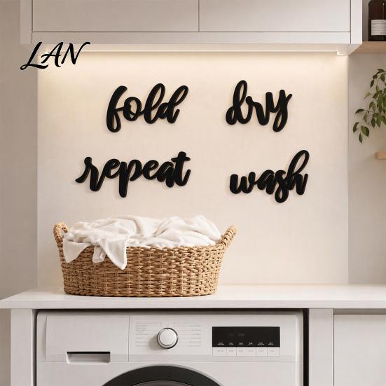 Wooden Script Letters Wall Stickers, Self-Adhesive Art Decor, Retro 3D Bathroom Decorations English Words Stickers for Home Living Room Bedroom