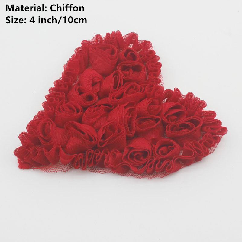 20 шт. Большие шифоновые розы в форме сердца, нашивки для DIY, одежда для маленьких девочек, платье, ромпер, рубашки, швейные украшения, материалы для бантов для волос