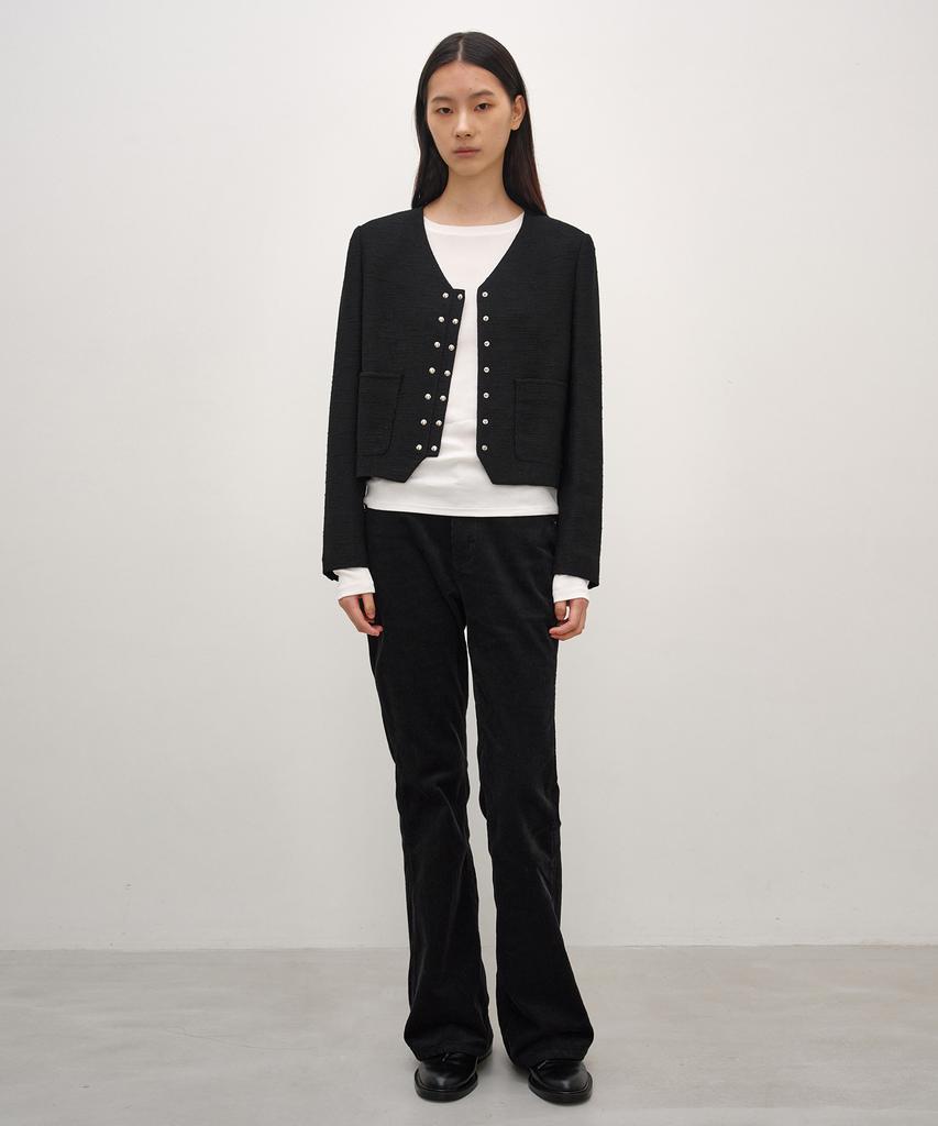 INSILENCE WOMEN Snap Detail Tweed Jacket Black