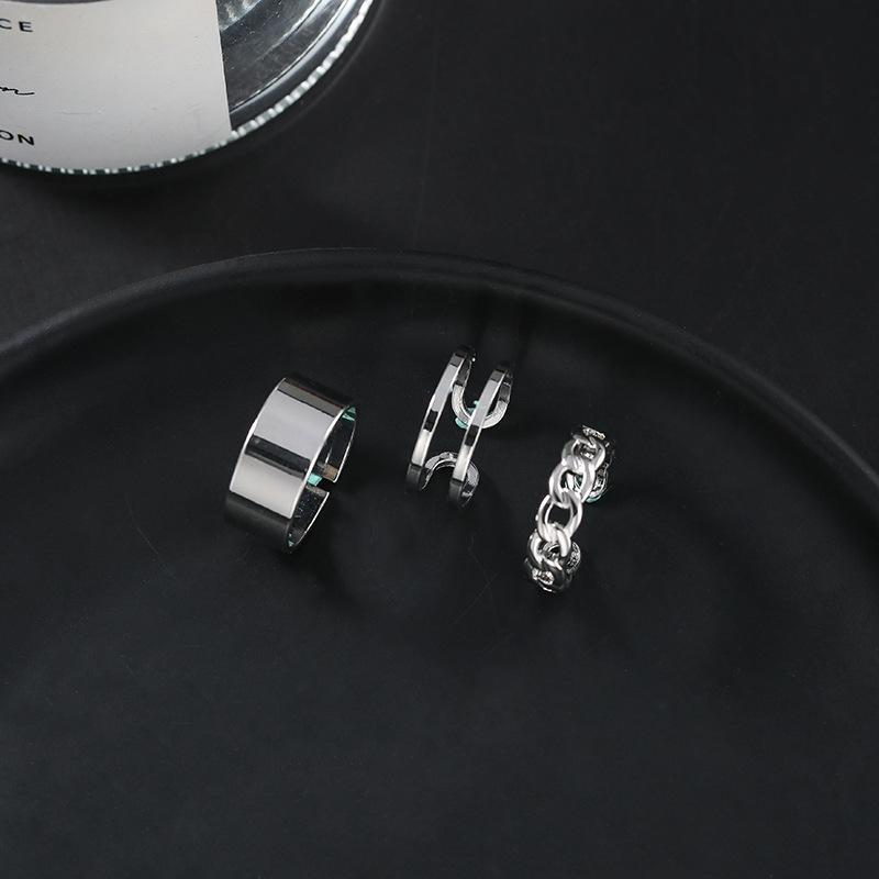 10Pcs Punk Simple Rings Set Zinc Alloy Color Geometric Hollw Wide Ring Set Women's Vintage Joint Hiphop Finger Rings Zircon