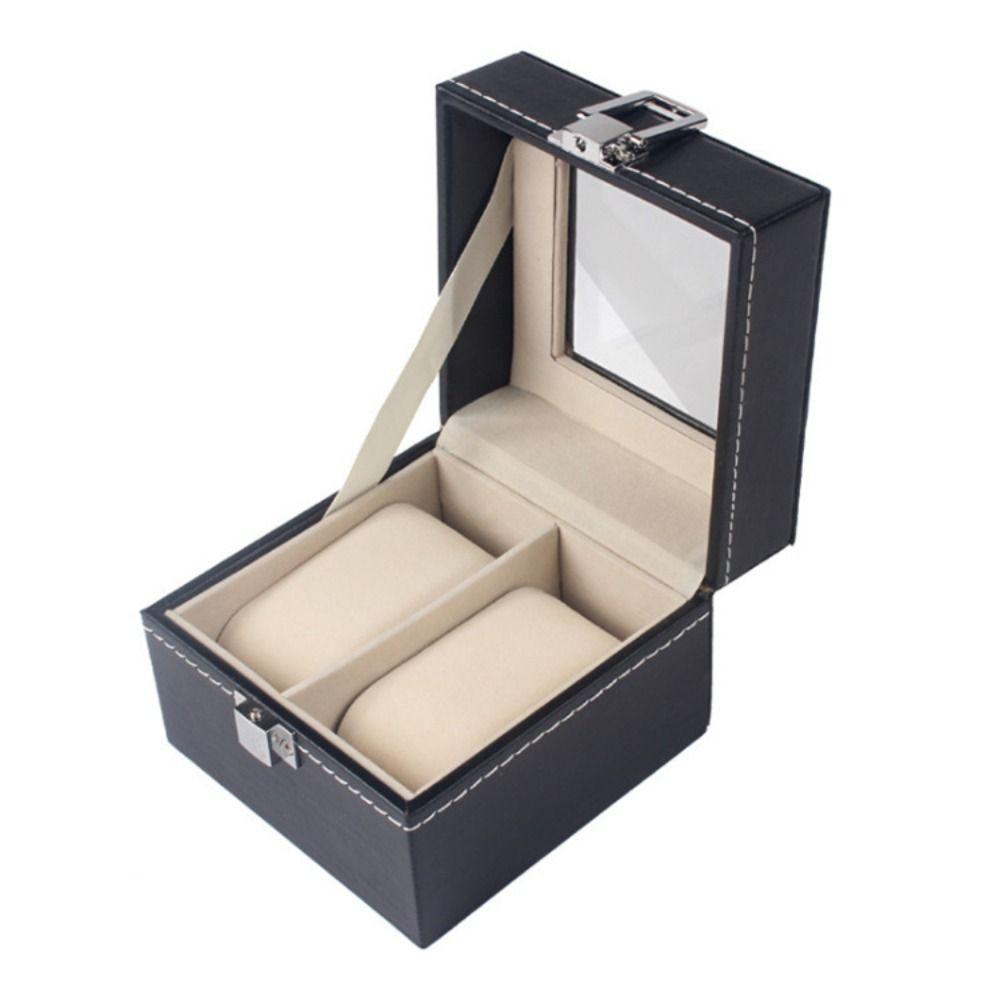 PU Leather Watch Box Black Watch Storage Box Luxury Watch Display Box