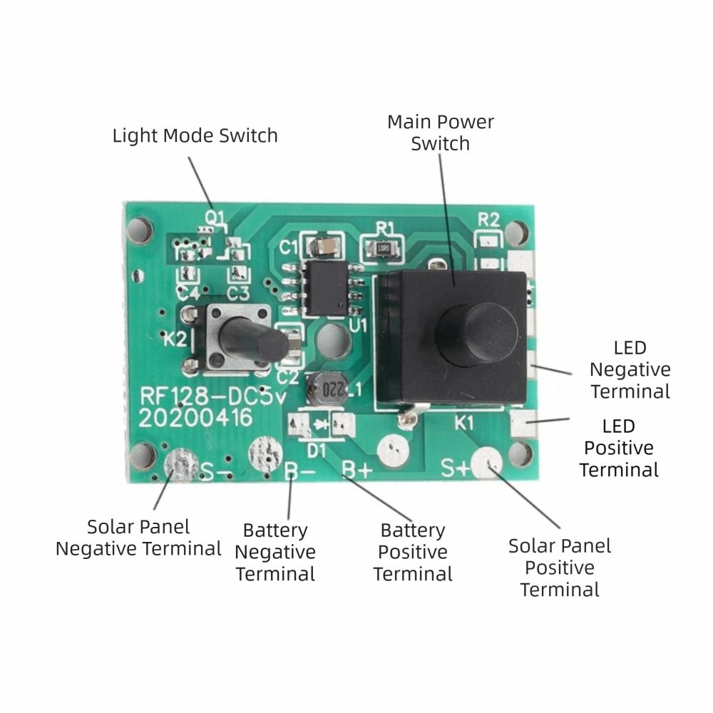 2Pcs 1.2V Solar Lamp String Controller Module with 8 Kinds Light Mode and Switch Mini Size Solar Lamp Controller Module