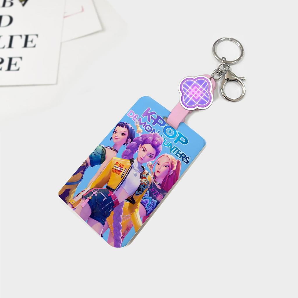 Fashion Hard Shell Card Cover Kpop Demon Hunter Cartoon  Student Stationery Hanging Rope Bus ID Card Holder