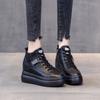 Кожаные дышащие высокие ботинки женские ботинки весна новые внутренние увеличивающие высоту повседневные спортивные туфли одинарные туфли