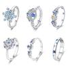 Кольца для женщин, серебро 925 пробы, популярный цвет, синий циркон, цветок, снежинка, звезды, луна, кольца для свадьбы, вечеринки, романтические украшения