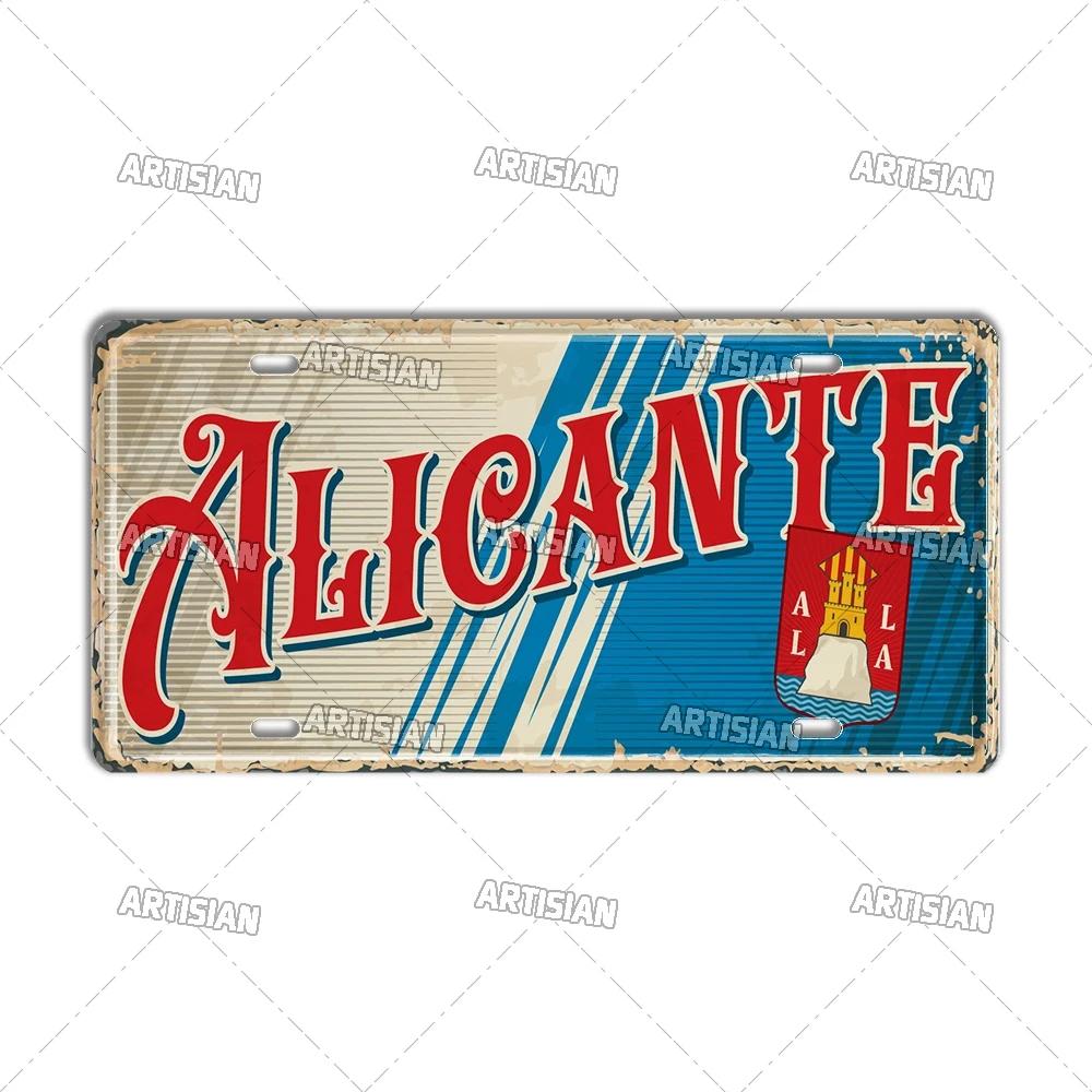 Artisan SPAIN License Plate Metal Sign City Landmark Wall Decor Decorative Vehicle Plate for Bar Pub Club Hotel Cafe Wall Art