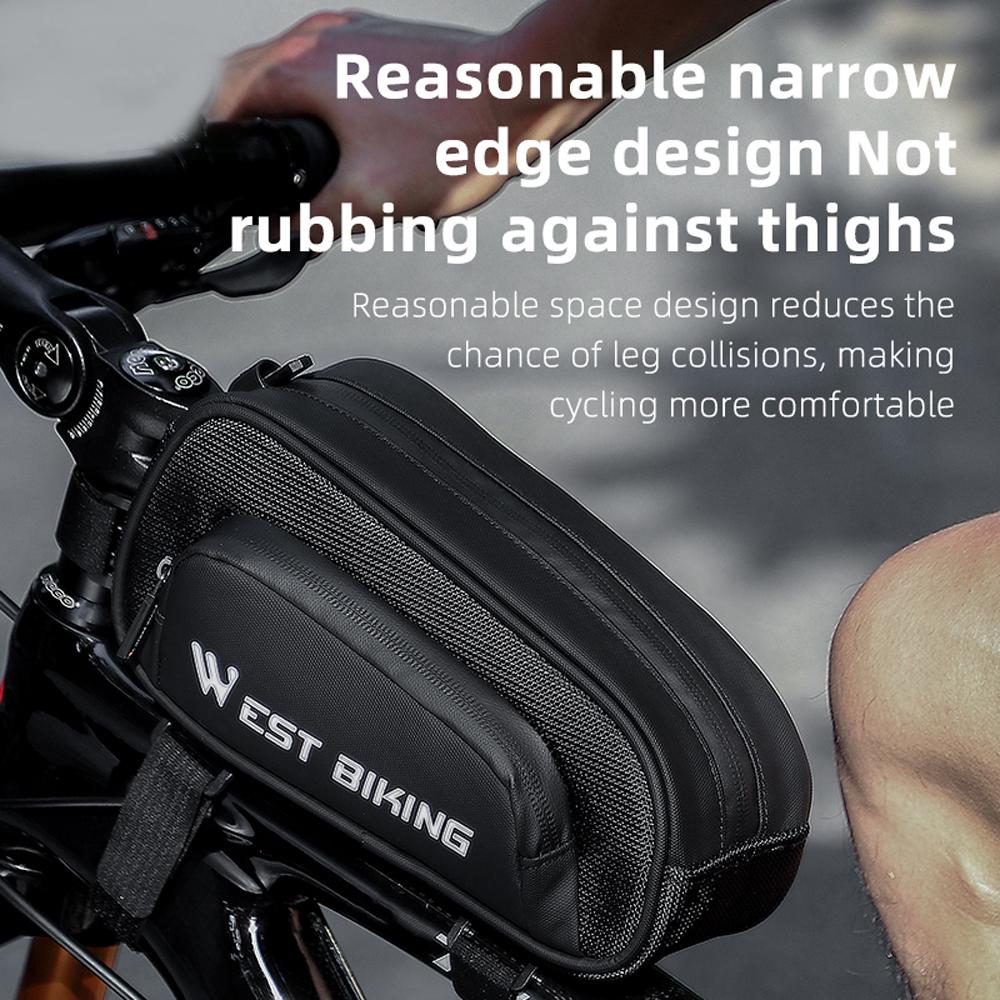 1,5 л Сумка для велосипеда Сумка с передней трубкой на раму велосипеда Сумка на переднюю раму велосипеда Водонепроницаемая гладкая молния Велосипедный спорт