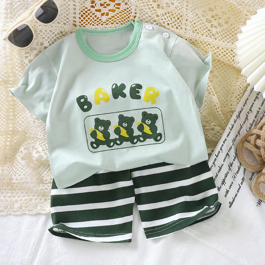 Childrens Summer Cartoon Hoodie And Shorts Set With Soft Cotton For Kids