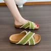 Large size slippers French retro style cross belt flat bottom cool slippers women's casual versatile beach cool slippers