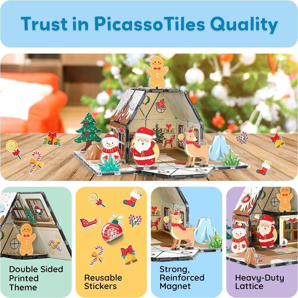 Magnetic Holiday Cookie House Toy with Magnetic Tiles Christmas Building Blocks Kids