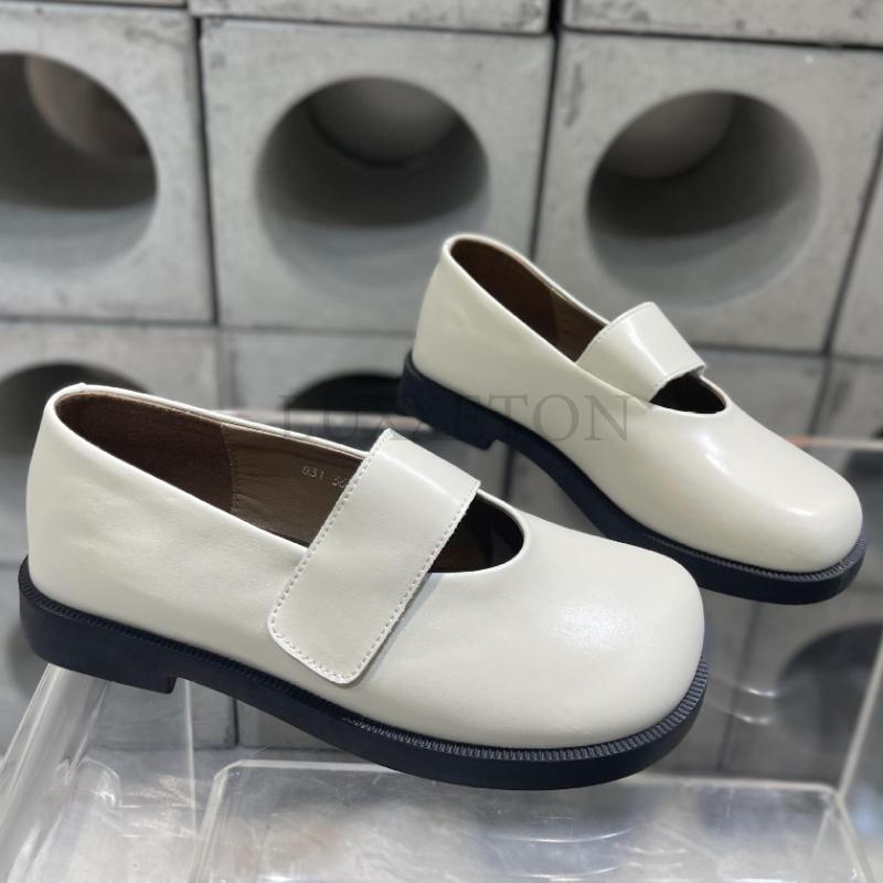 Туфли из натуральной кожи с круглым носком, повседневные женские кроссовки, мягкие, женские, летние, ретро, новые, базовые, однотонные, для отдыха, Мэри