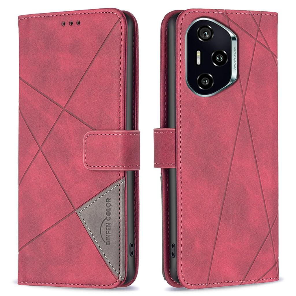 BINFEN COLOR For Honor 300 Pro/300 Ultra Phone Cases Wallet Stand Geometry Imprinted Leather Cover