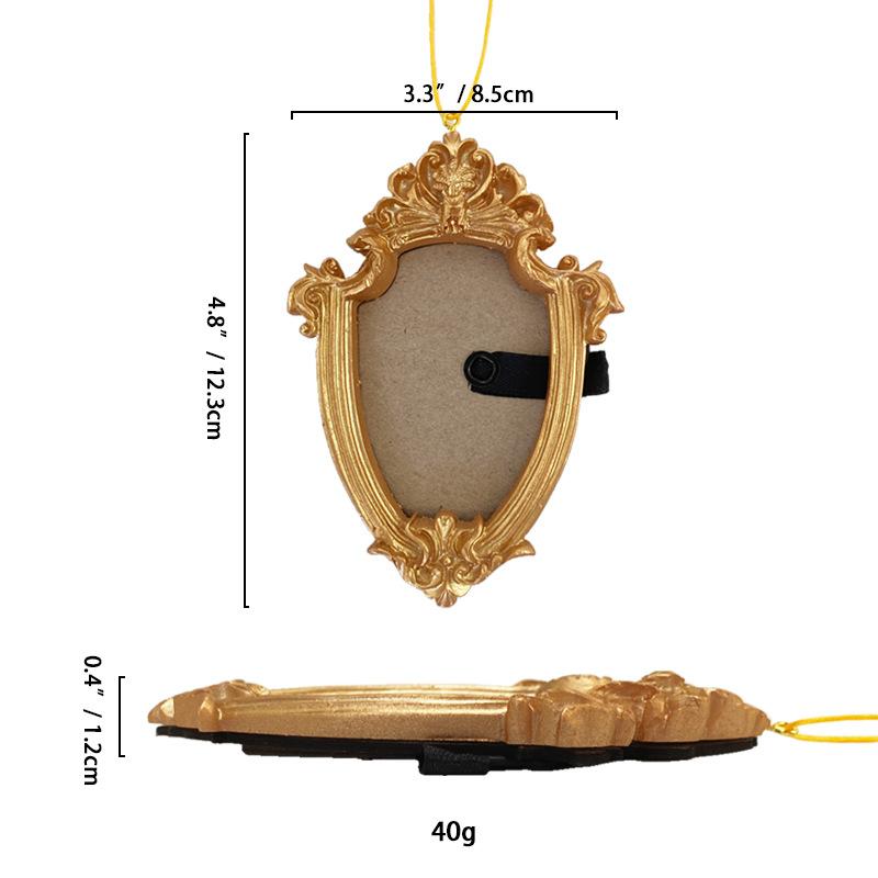 European Mini Golden Retro Small Photo Frame Home Decor Picture Frame Room Wall Decoration Pendant Accessory Resin Handicrafts