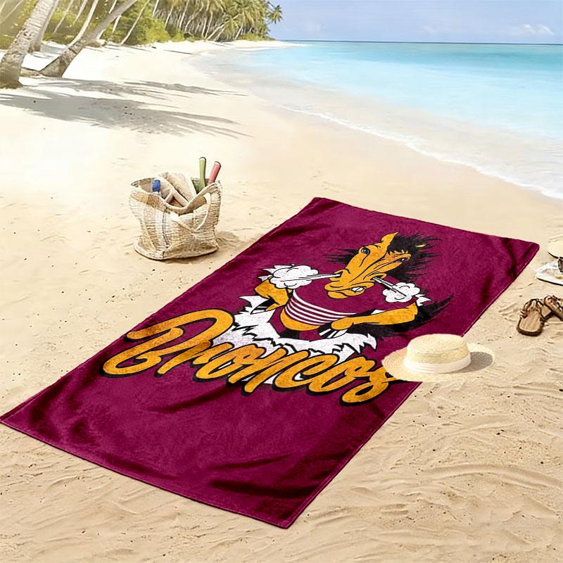Broncos Heart Print Beach Towel, Large Soft Quick Dry Towel for Beach Camping Swimming