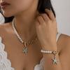 European & American Fresh Oil Drop Star Necklace: Imitation Pearl Alloy Clavicle Chain Set