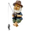 1PC Fishing Gnome Garden Gnome Statue Mini Elf Figurines Naughty Gnome Figurine Dwarf Sculpture for Lawn Yard Balcony Decoration