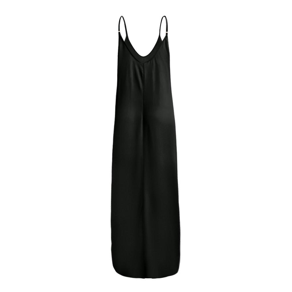 Women's Sleeveless Loose Plain Maxi Dresses Casual Cami Long Dress With Pockets