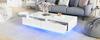 Modern High-Gloss Coffee Table in White, 115 x 55 x 34 cm, with 2 Drawers, LED Lighting and 30 kg Load Capacity – Elegant Living Room Table