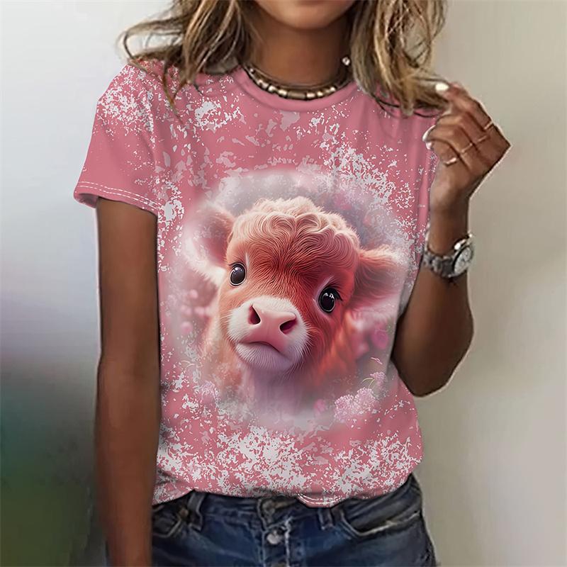 3D Printed Cartoon Animal T-Shirt For Women Funny Pattern T Shirts Summer Casual Loose Tees Street Short Sleeves O-Neck Tops