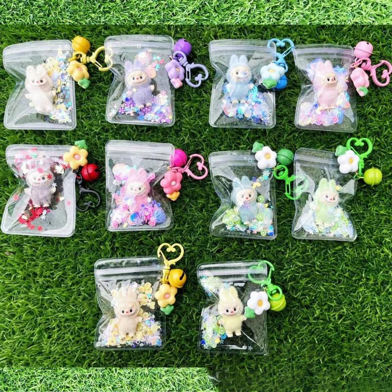 New Labubu Key Chain Cartoon Kawaii Mobile Phone Pendant Car Decoration Mini Dolls Children for Gift