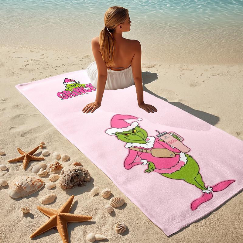 Grinchy Vibes Stylish Digital Printing Beach Towel Quick Drying Absorbent Blanket For Beach Pool Gym Travel Christmas Gift C9211443