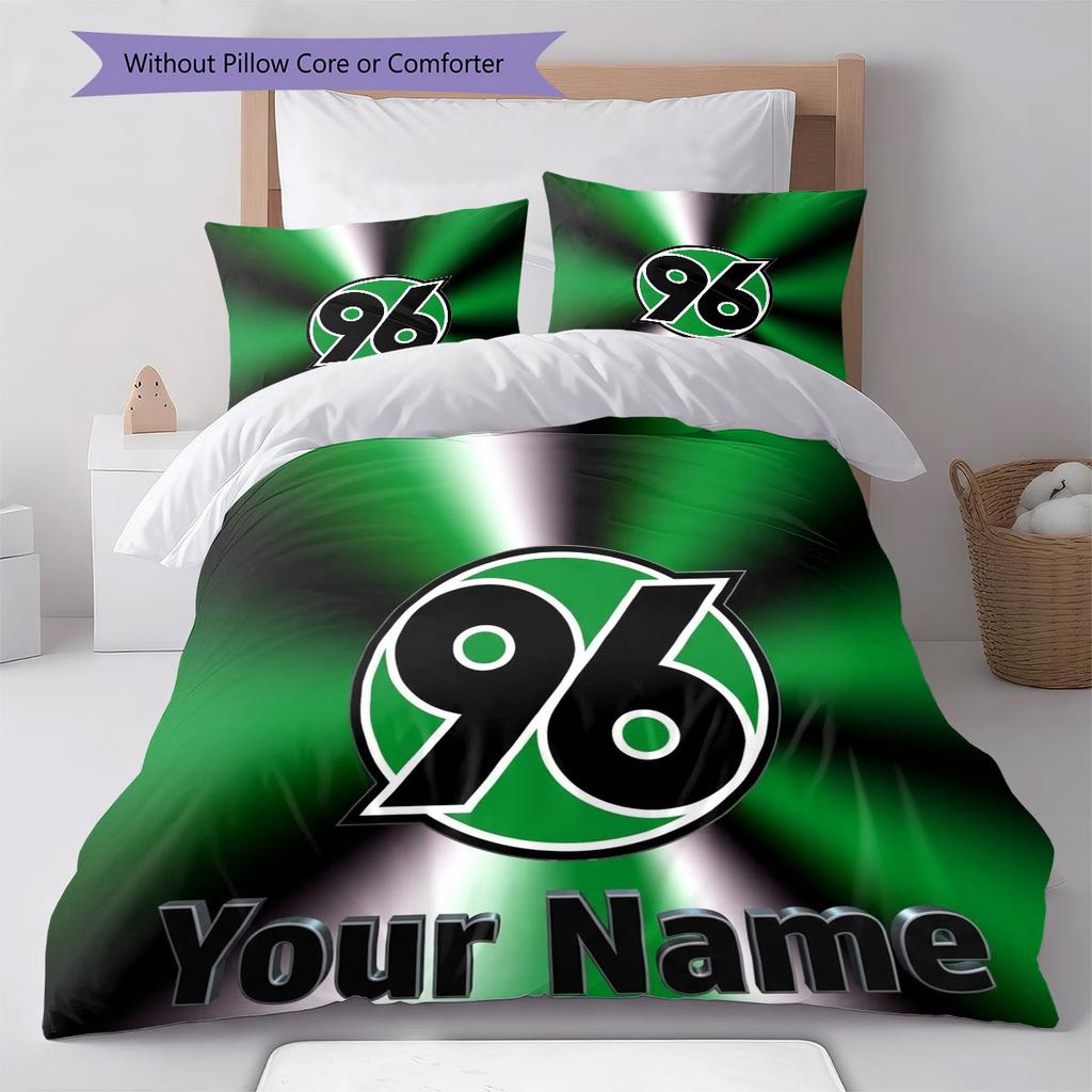 Hannover 96 Custom Name Pattern Bedding,Quilt Set Quilt Cover Pillowcase Home Birthday Gift(1 * duvet cover + 2 * pillowcase, without core)