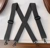 Мужские эластичные подтяжки с 4 крючками, расширенные 5 см, черные X-образные перекрещенные для больших размеров