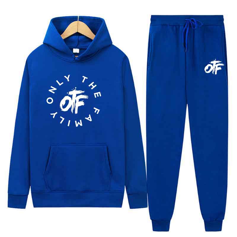 Весна Осень Мужской Только Семья Принт Повседневные 2 предмета Комплекты Индивидуальность Толстовки Уличная Мода Спортивный Костюм Худи Топы Облегающие брюки