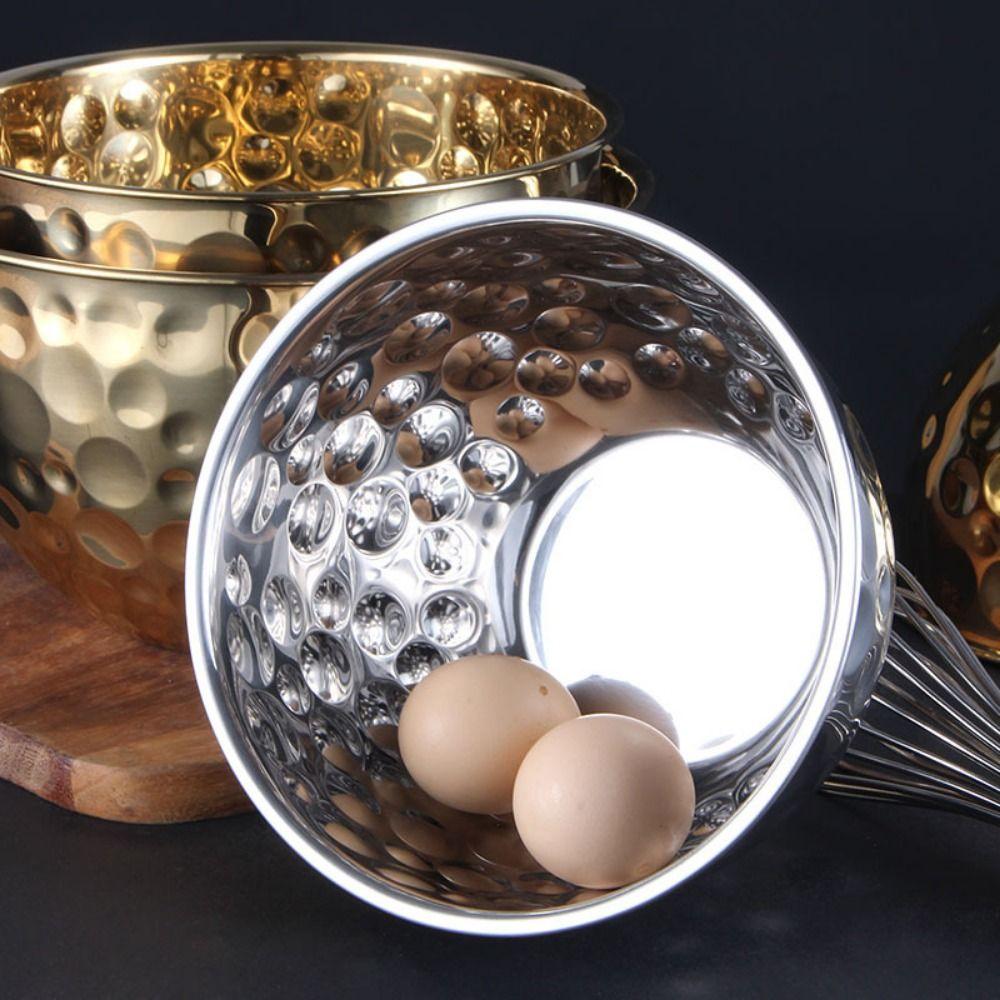 Stainless Steel Salad Plate Hammer Point Baking Mixing Cooking Bowl Egg Pot Fruit Bowl Bar