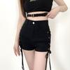 Black Goth Shorts Women Sexy Bandage Lace Up High Waist Y2k Streetwear Shorts Casual Tight Hot Pants