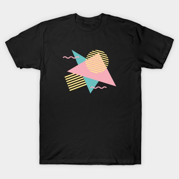 Asian Size Men Print T-shirt Memphis Pattern 73 / 80S Retro No-Cut Heat Transfer Print Cotton Tshirt