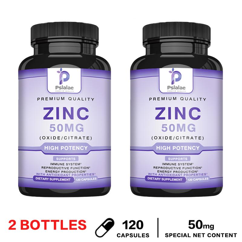 Pslalae High-Content Zinc Capsules, 50mg, Zinc Oxide Citrate Complex, Immune System, Dietary Supplement, Suitable for Adults
