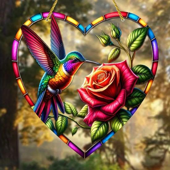 Love Heart Sun Catcher, окрашенный акриловый оконный подвесной орнамент, в форме сердца, для балкона, крыльца, двора