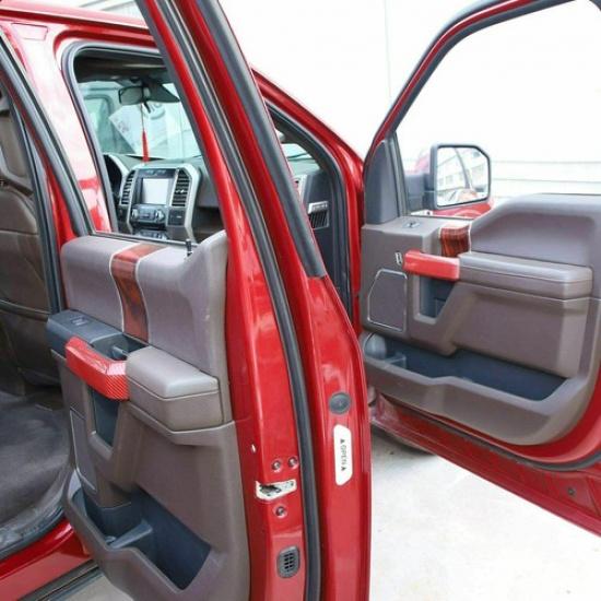 4pcs Inner Door Handle Decoration Cover Trim for Ford F150 15+ Red Carbon Fiber