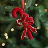 Рождественские украшения Красный Флокированный Конфетный тростник Олень Бант Снежинка Подвесное украшение для дома на елке