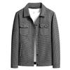 Men's Lapel Fashion Casual Plaid Leather Jacket Simple All-in-one Coat Men Thousand Bird Check Trend Cargo Jacket