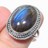 Natural Labradorite Gemstone Handmade 925 Solid Silver Jewelry Ring S.8.5 P7h13